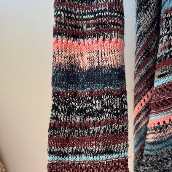 Haute Monde Multicolor Striped Fringe Cardigan Size M - Picture 5 of 16